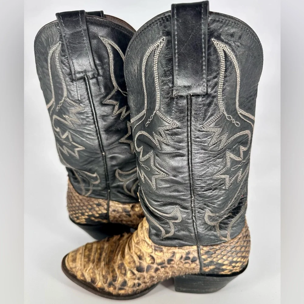 Snakeskin Cowboy Leather Boots Women's 7-7.5US Vintage - Picture 6 of 10